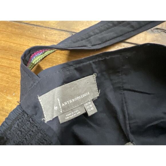 Anthropologie Embroidered Linen Blend Crop Top Women's sz 10 Black/Multi-color - Picture 8 of 8